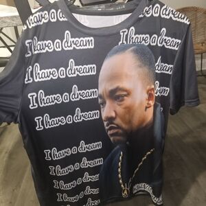 Black Graphic T-Shirt with Inspirational Print From MLK with A Hip Hop Look.